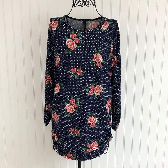Mom & Co. Maternity Tops - Mom & Co. Floral Navy Long Sleeve Maternity Top
